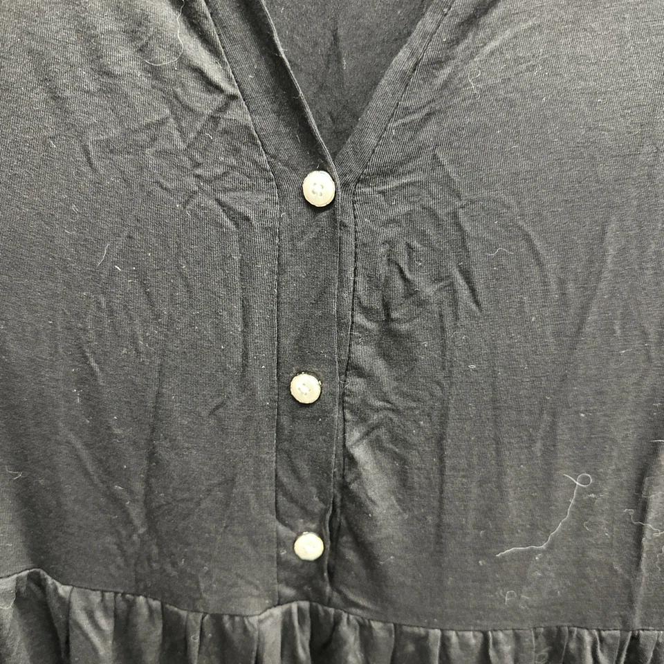 Camisa ALLEGRACE Para Mujer (Talla 3X) Manga Larga Medio Botón Cuello en V Falda Acento Foto 2 de 4