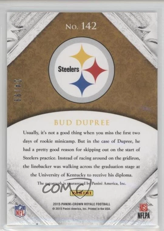 2015 Panini Crown Royale Signature Silver /99 Bud Dupree #142 Rookie Auto RC - Image 2 of 2