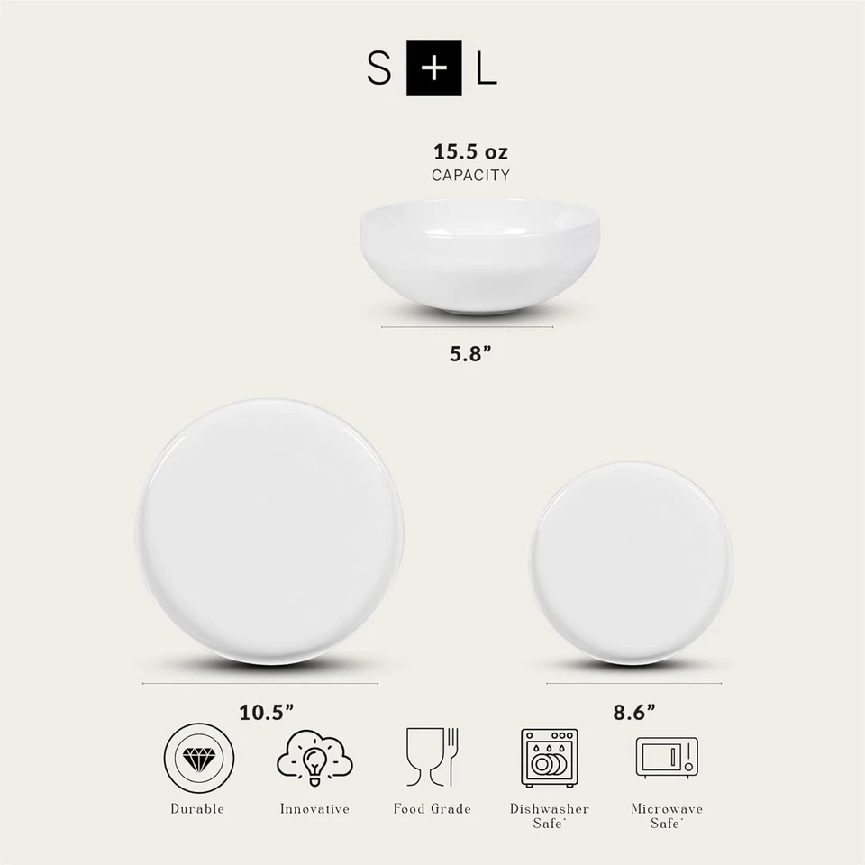 Stone Lain Quinn Bone China 12-Piece Dinnerware Set, White - Image 3 of 4