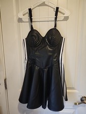 Size 2 - Adidas X Jeremy Scott Originals Leather Mini Skirt Black