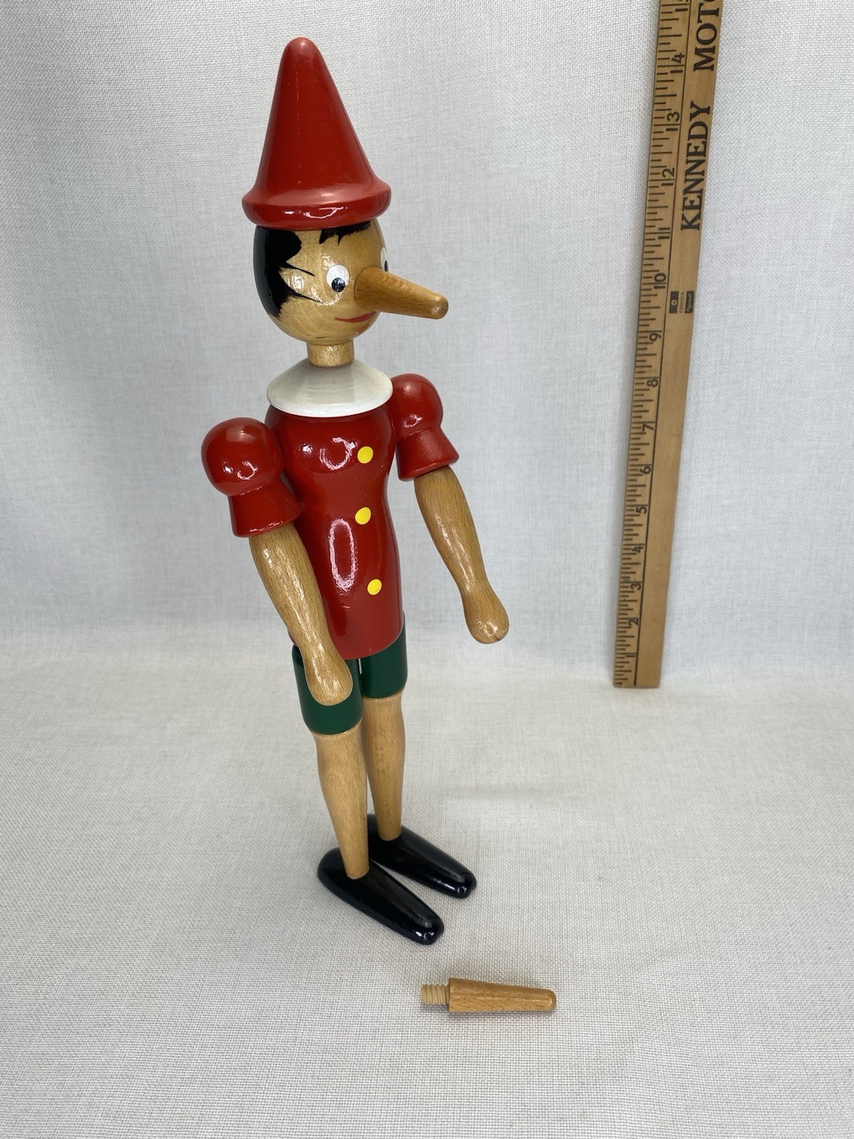 Vintage Pinocchio 15” Wooden Boy Doll With Growing Noses Posable Limbs  