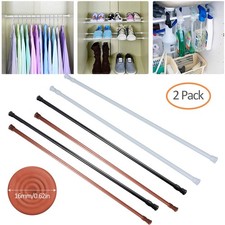 2 Packs Tension Curtain Rod Spring Load Adjustable Curtain Pole Heavy-Duty Steel