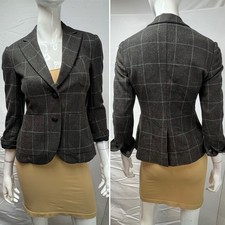 Rag Bone Women s 2 Nancy Brown Plaid Wool Blazer Jacket