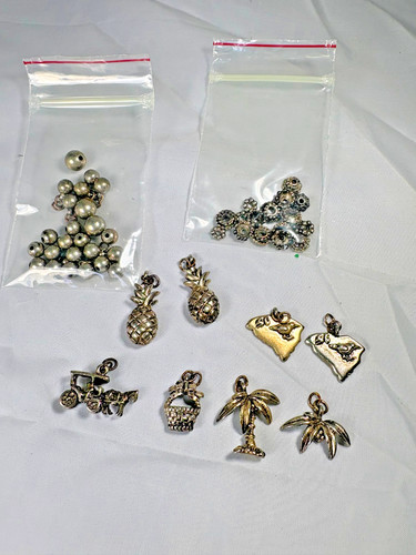 Large Lot Silver Charms Beads Spacers Jewelry Making Crafting Pineapple SC Bird