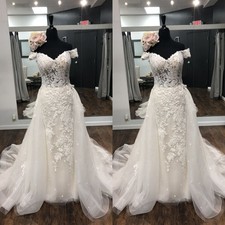 Mermaid Wedding Dresses With Detachable Train Off Shoulder Elegant Bridal Gown