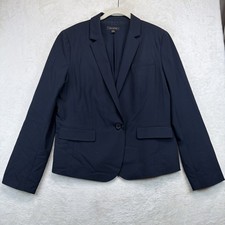 Ann Taylor Blazer Women's 12 Navy Career Office One Button Jacket Lined