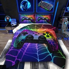 Gamer Comforter Sets for Boys Rainbow Spider Web Twin Comforter Set for Boys,...