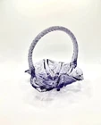 Fenton 95th Anniversary Amethyst Purple Glass Basket Thistle Pattern EUC, 7.20”