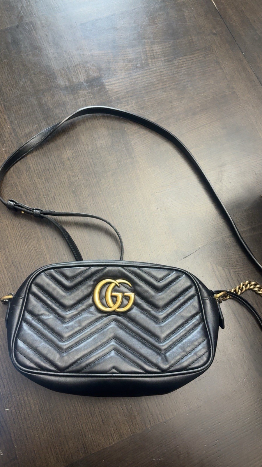 Gucci GG Marmont Small Black Leather Crossbody Bag
