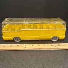 c1950s Marx Deluxe Scenic School Bus Plastic Toy Rider Removable Top Gray Wheels