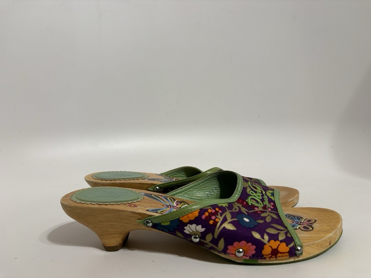 Vtg Dolce & Gabbana D&G Junior Floral Wood Sandal Heels 38 View 6