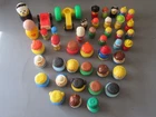Vintage Fisher Price Little People Lot 44pcs People Animals Equipment few wooden