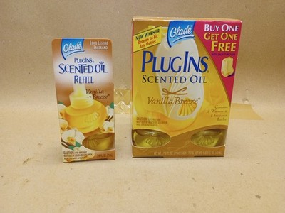 Vintage Glade Plugins Scented Oil Warmer Refill Vanilla Breeze Plug Ins With 2