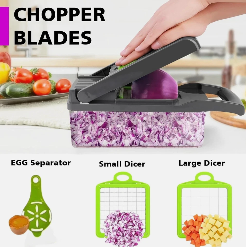 ✅ 14 in 1 Küche Gemüseschneider Würfelschneider Zerkleinerer Multifunktion I USA VERKÄUFER 🇺🇸 - Bild 4 von 4