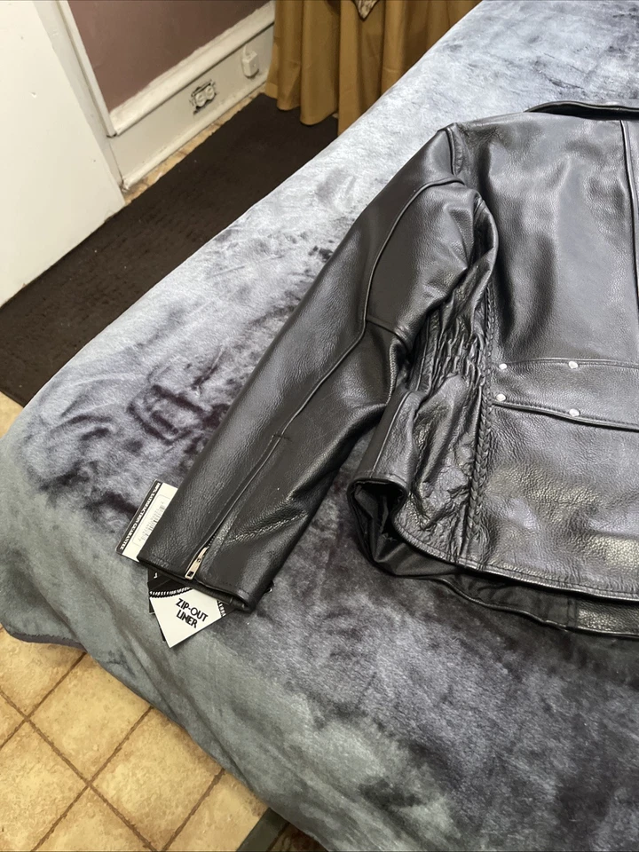 Chaqueta de moto de cuero negra para mujer talla XX-grande Foto 4 de 4