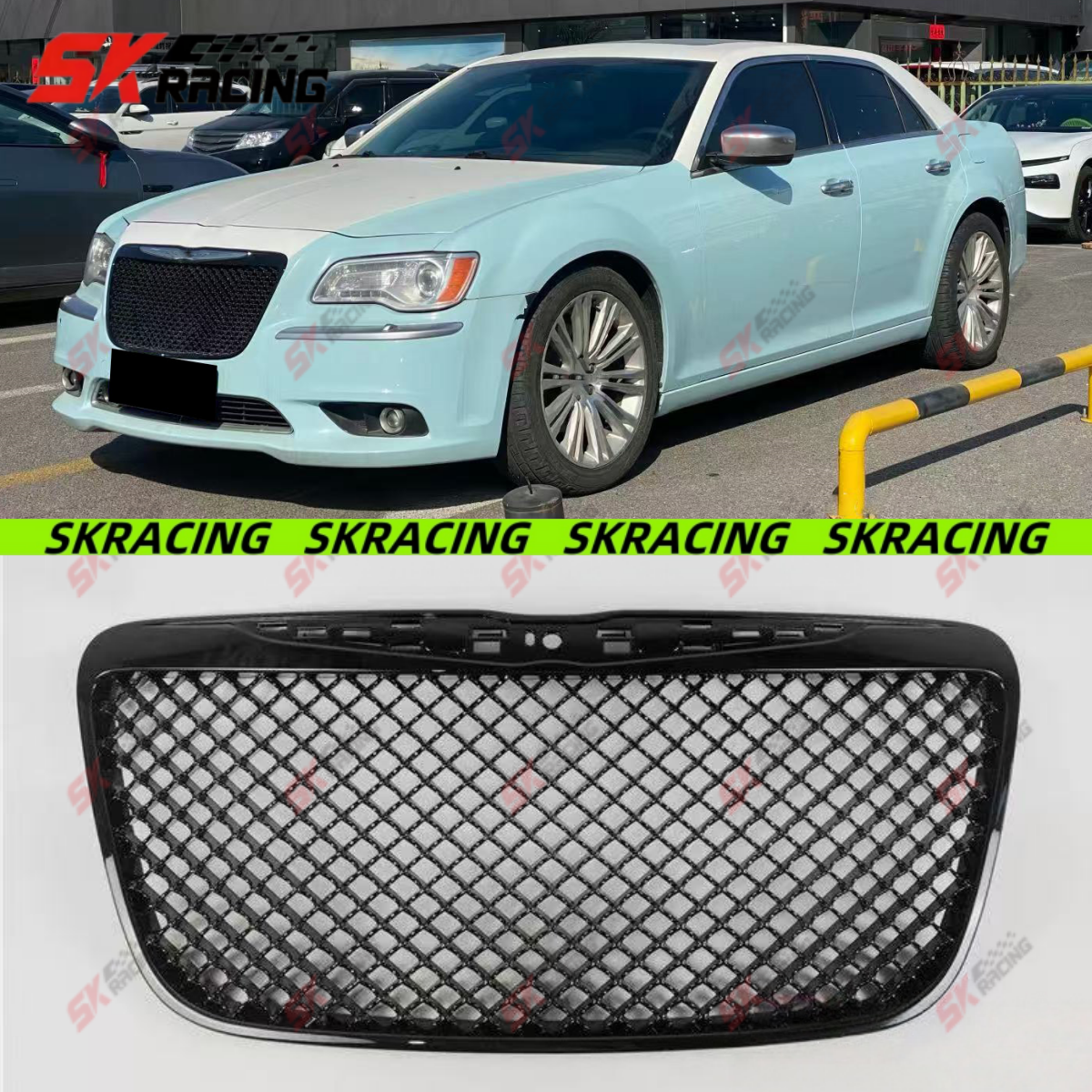 ABS Chrome/Black Fit For Chrysler 300C 11-14 Front Bumper Upper Grille Mesh Kits