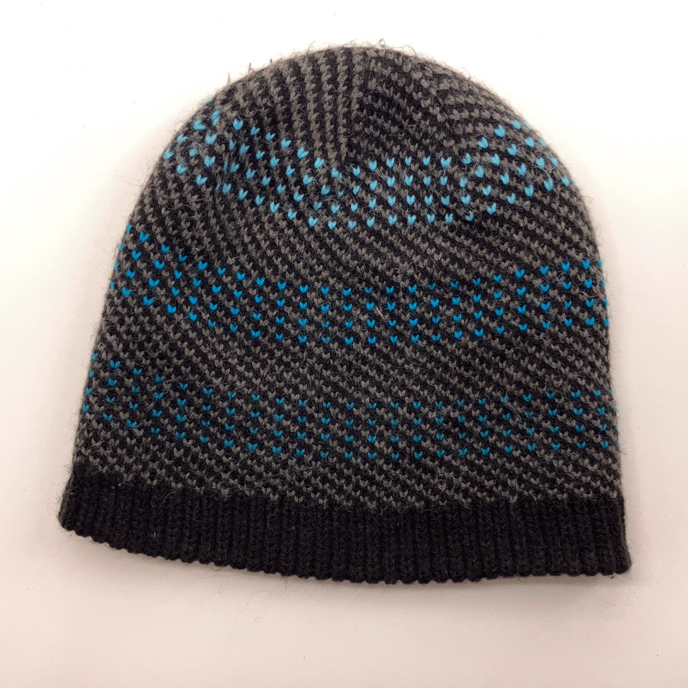 Blue Black Gray Pattern Winter Hat - image 1
