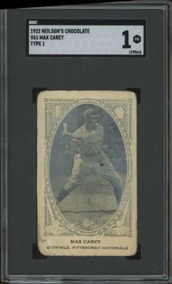 #ad #ad 1922 NEILSON#x27;S CHOCOLATE MAX CAREY 71 POOR V61 TYPE 1 SGC 1 PITTSBURGH PIRATES $240.00