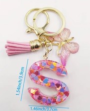 Pink Heart Butterfly S Letter Key Chain/Purse Charm Women