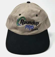 Roundup Pro Monsanto Herbicide Strapback Hat Cap Head Shots KC Caps Tan Black