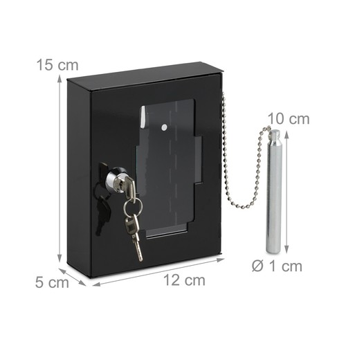 Black Emergency Key Box Cabinet Hammer Lockable School Office Fire Safety Metal - Picture 4 of 8