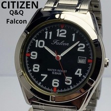 Citizen Q Q Falcon Quartz Watch Black Dial Used CV208