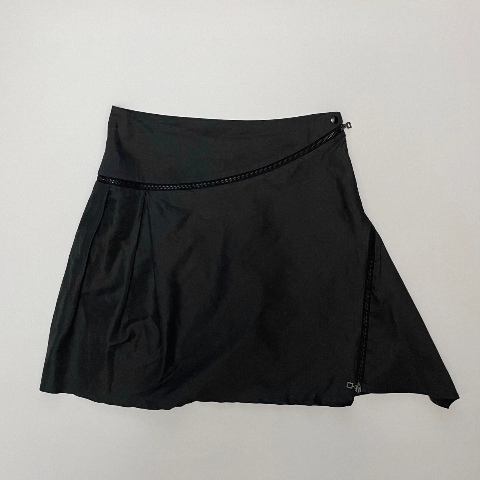 Sarah Pacini Skirt Linen Blend Asymmetrical Zipper Gray Size 2