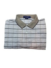 Men s Daniel Cremieux Tan Plaid Preppy Short Sleeve Medium Polo Shirt