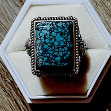 Men’s Spider Web Turquoise Ring Handmade Silver Angel And Demon,Size  Fixable