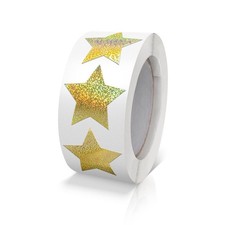 Gold Star Stickers Roll 1 inch Self Adhesive Sparkly Shiny Stars Labels Water...