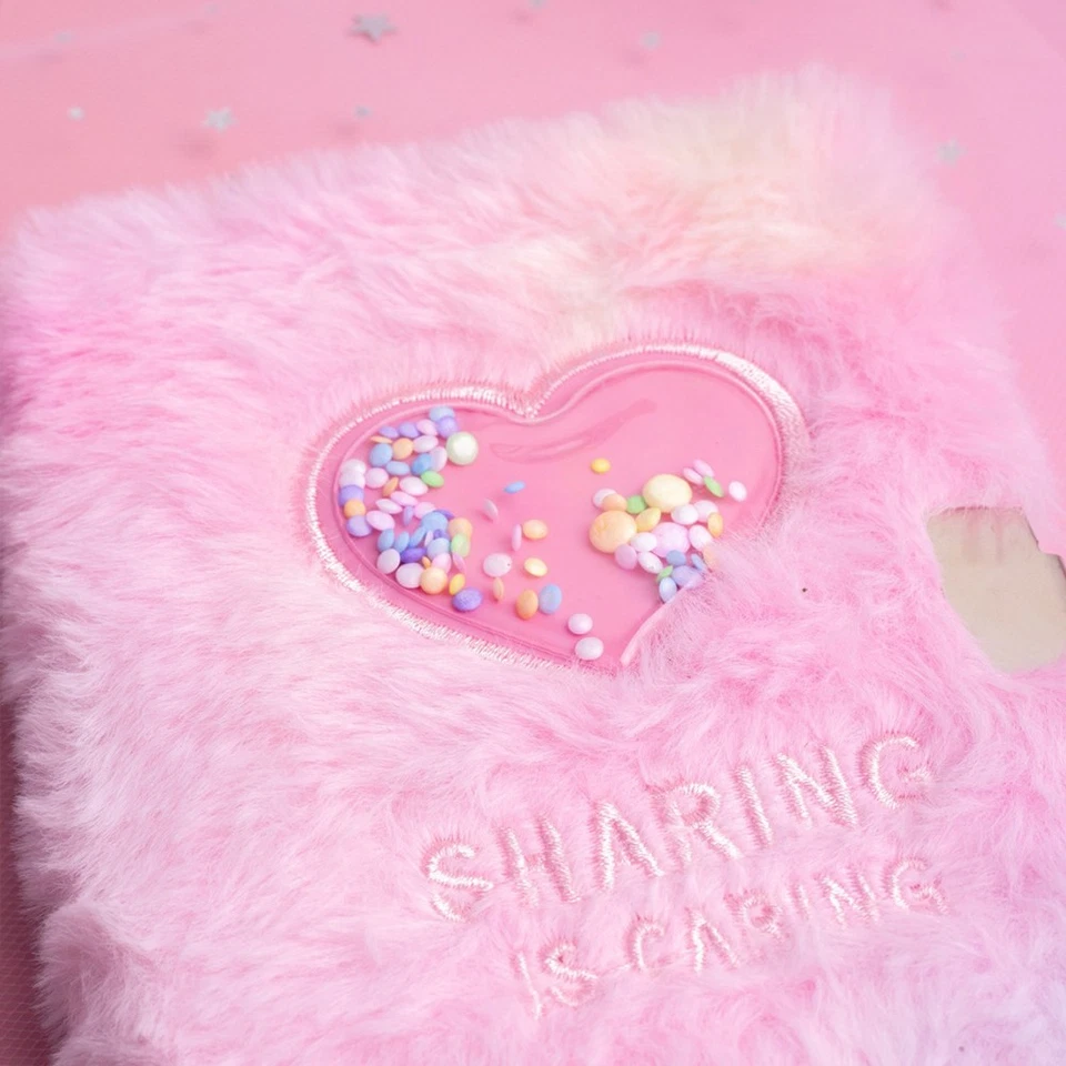 Kids Lockable Journal Soft Fluffy Heart Diary with Lock and Key Secret Notebook - Image 3 of 4