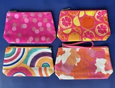 Lot of 4 Clinique Makeup/Cosmetic Bags  Assorted Red/Orange Colors and Pattern