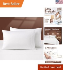 Luxurious King Size Pillow Cases Set of 2 - Breathable Egyptian Cotton White