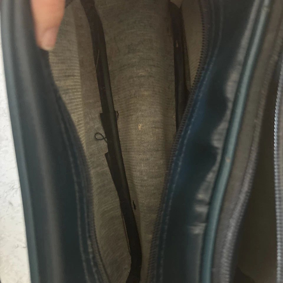 VINTAGE Genuino Fossil Dopp Kit Bolsa de Aseo - Vinilo Verde Azulado Profundo - 2 Cremallera Comp Foto 2 de 4