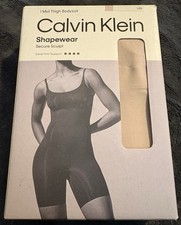 Calvin Klein Shapewear Secure Sculpt Mid-Thigh Bodysuit NIB Beige L/G