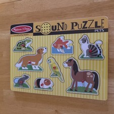 Melissa  Doug Sound Wooden Puzzle 8 Pieces Pets Realistic Sounds New  Sealed
