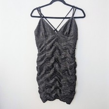 Wild Fable Women's Spaghetti Strap Bodycon Dress Black Sparkle Metallic size S