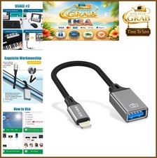 Lightning to USB Camera Adapter 4 Inch iPhone iPad USB 2.0 Photo Transfer Plug