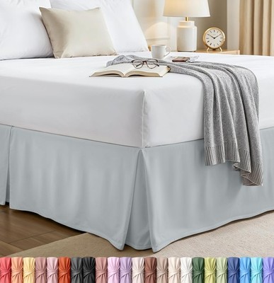 Utopia Bedding Queen Bed Skirt - Soft Quadruple Pleated Queen, Light Grey