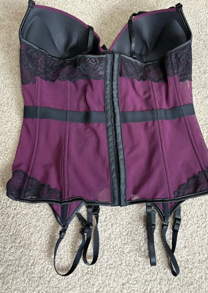 Topmelon 4x Bustier Púrpura Negro Con Medias Clips Foto 2 de 4