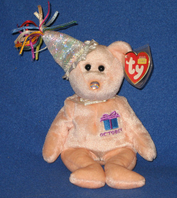 TY OCTOBER the BIRTHDAY BEAR BEANIE BABY MINT with MINT TAG