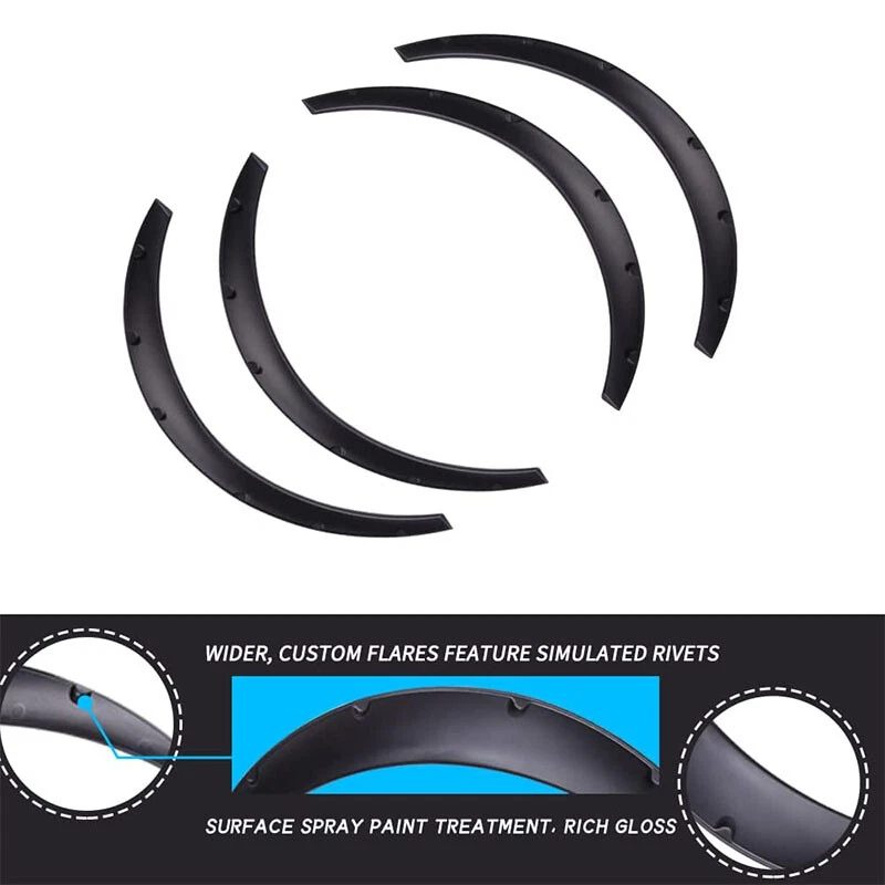 Universal Car Truck Wheel Fender Flares Cover Wide body Kit wheel arches Black - Image 3 of 4