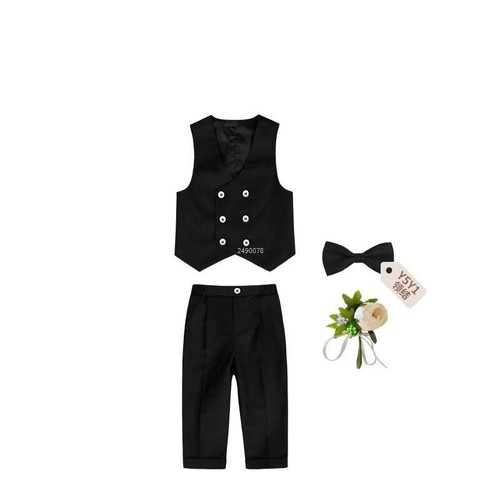 Boys ChildrenKids 4Piece Waistcoat Bowtie Birthday Formal WeddingParty Vest Suit - Picture 6 of 26