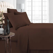 Noble Egyptian Cotton Deep Pocket Bedding Sheets Select Size Brown Solid