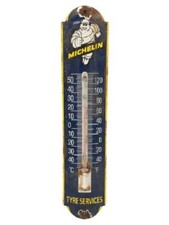 Vintage Michelin Tyres Porcelain Metal Enamel Gas Station Thermometer 11.5 in
