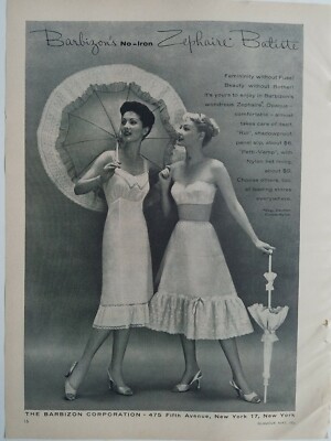 1956 womens Barbizon no iron Zephaire Batiste half full slip lingerie vintage ad