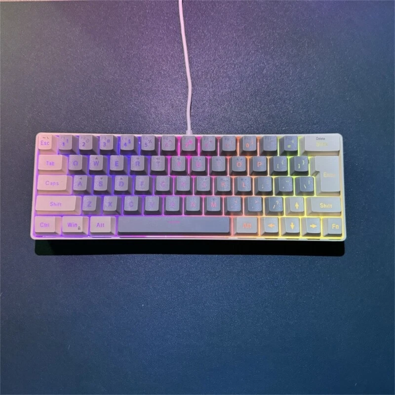 63-Key Blue Backlit Gaming Mechanical Keyboard with LED for Office and Games