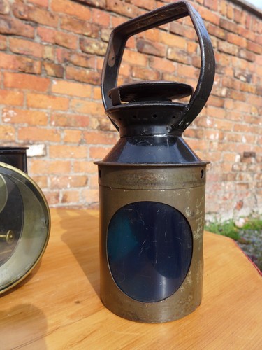 Antike Eisenbahnlampe inkl. Einsatz Display Sammler grün rot weiß Filter * - Bild 10 von 12