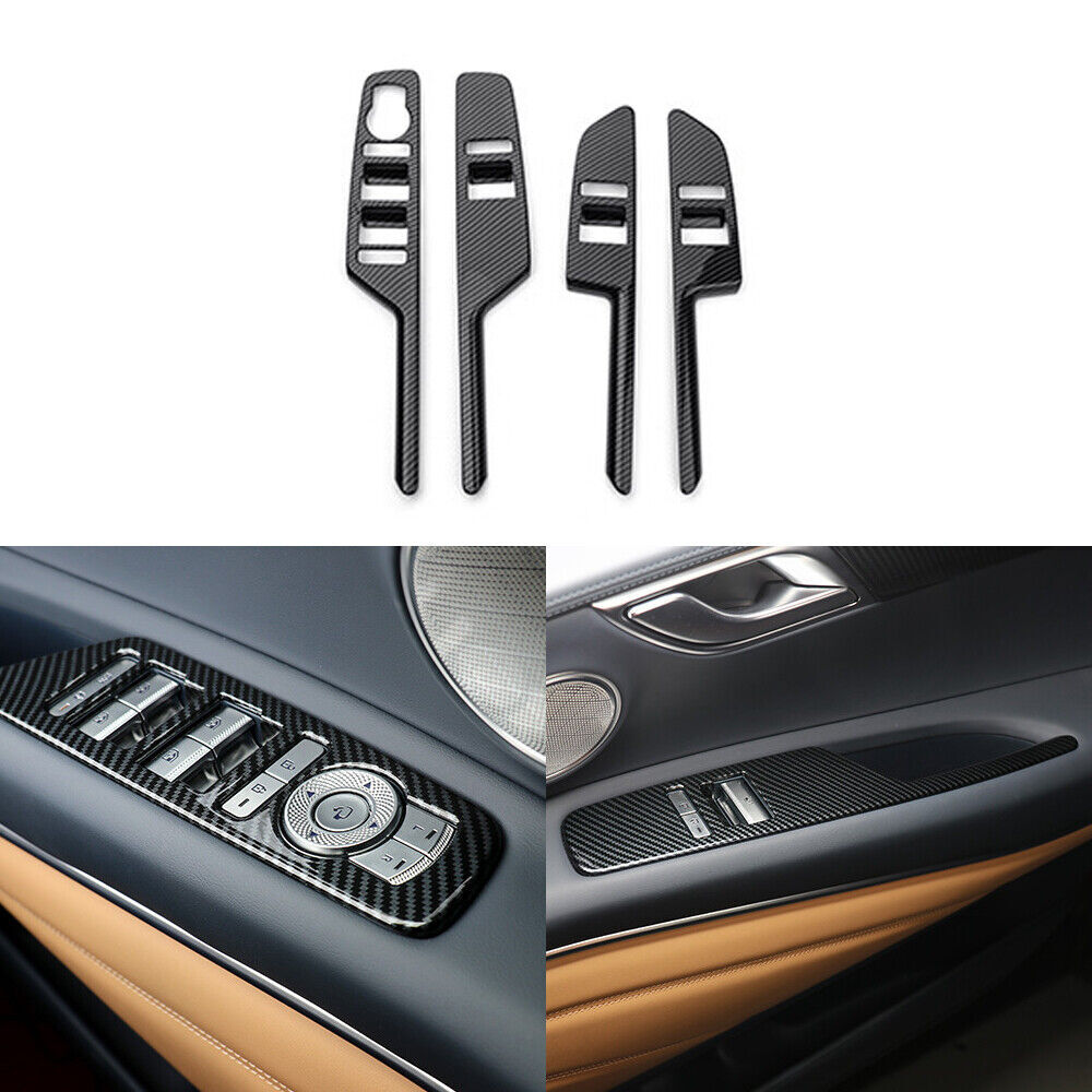 Carbon Fiber ABS Window Lift Switch Panel Cover Trim For Genesis GV80 2021-2025