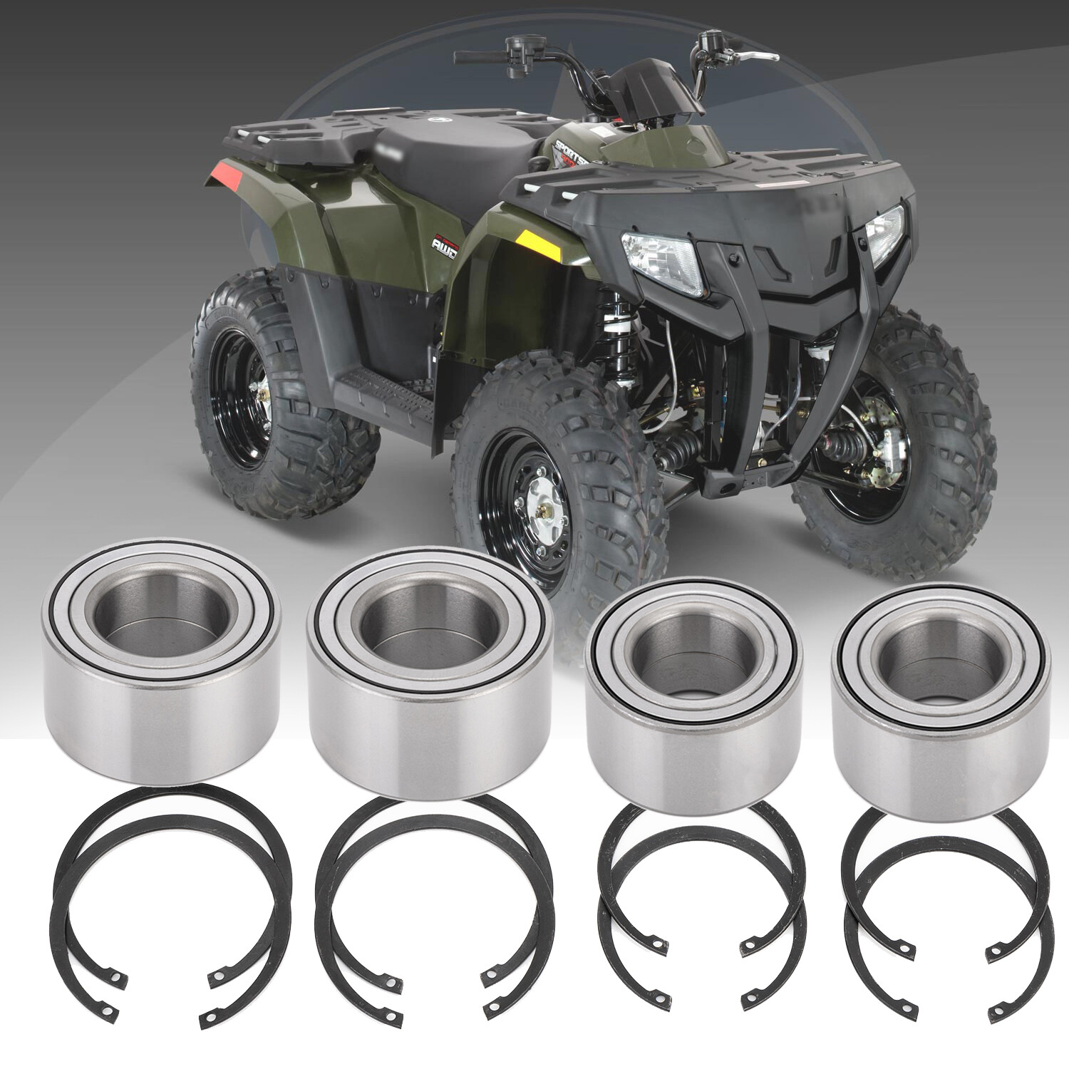 4 Pcs Front And Rear Wheel Bearings For Polaris Sportsman 400 450 500 600 700 X2 HO EPS 4X4 Replace 3514634 3514635 - Foto 11